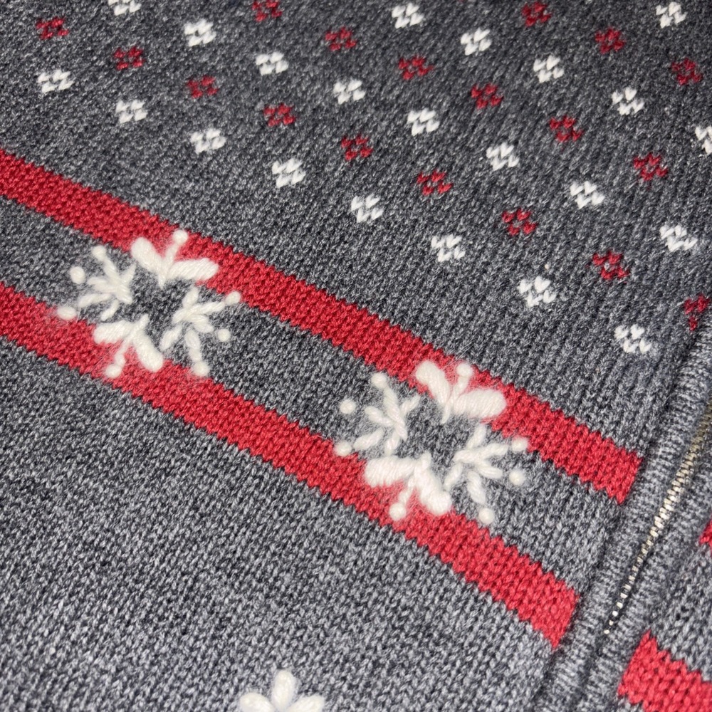 VTG North Crest Women's Gray Sweater Cardigan Full Zip Snowflake Holiday 2XL - Picture 7 of 8